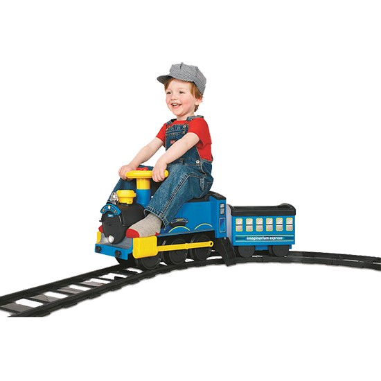 Steam train transporter with rails 6V  Rechargeable Battery Electric Ride On Car